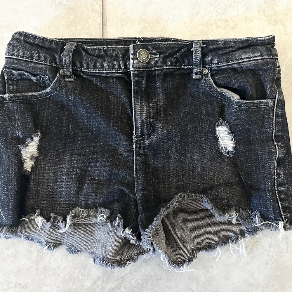RSQ Black Distressed Jean Shorts Frayed Hem